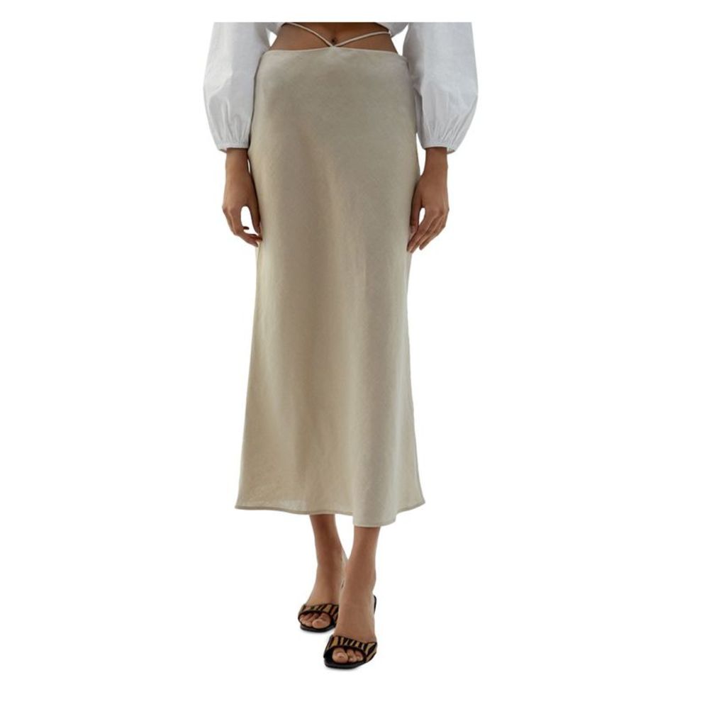MUSIER Womens Beige Zippered Tie Midi Evening Pencil Skirt 38